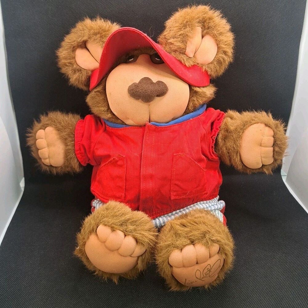 Furskins Hank Spitball Vtg 80s Xavier Roberts Plush Baseball Bear Cabbage Patch